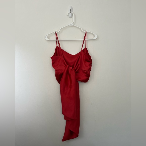 Dynamite Red Satin Bow-Back Top - Picture 3 of 3